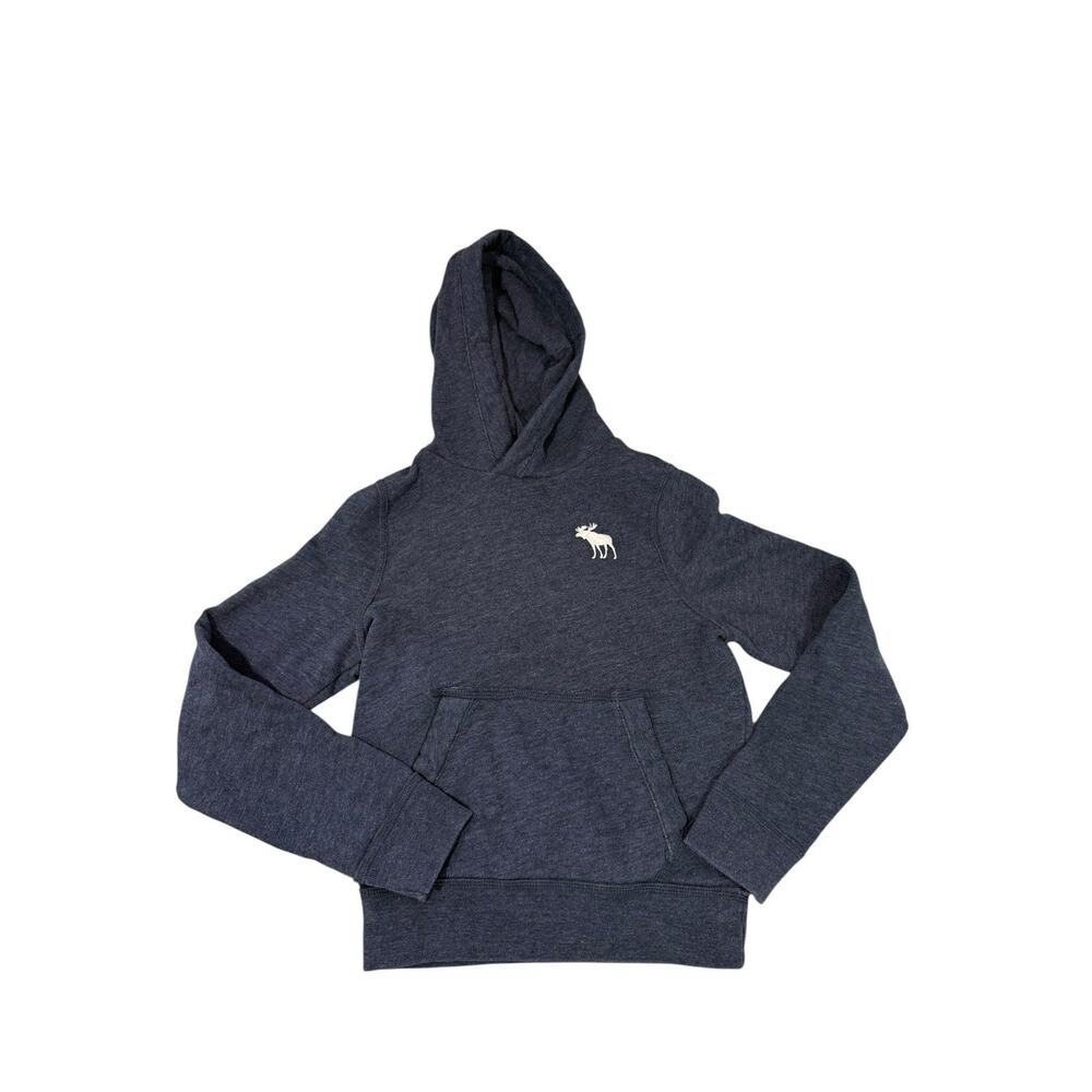 Abercrombie Kids Muscle Fit Heathered Navy Blue Hooded Sweatshirt Soft Boys M